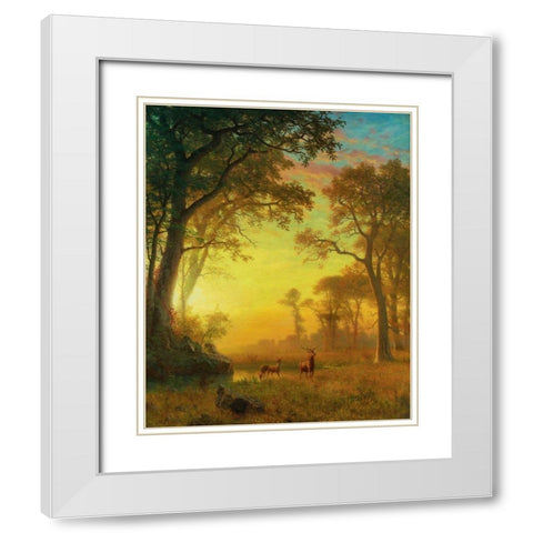 Light in the Forest White Modern Wood Framed Art Print with Double Matting by Bierstadt, Albert