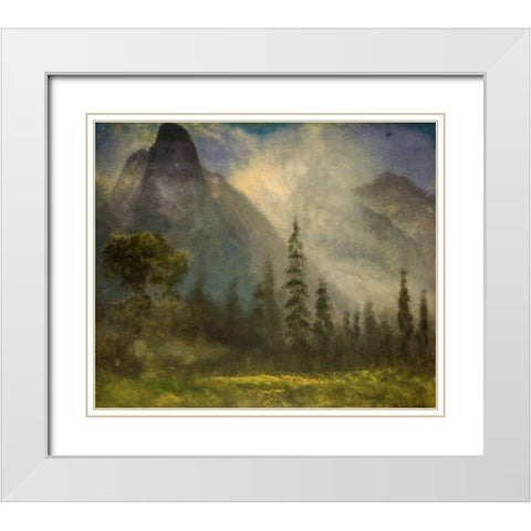 Yosemite Valley White Modern Wood Framed Art Print with Double Matting by Bierstadt, Albert