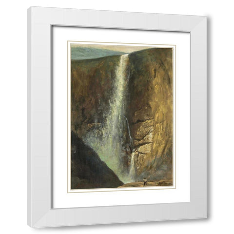 The Falls White Modern Wood Framed Art Print with Double Matting by Bierstadt, Albert