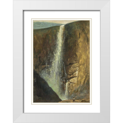 The Falls White Modern Wood Framed Art Print with Double Matting by Bierstadt, Albert
