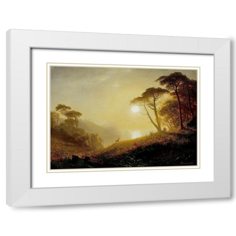 Scene in Yosemite Valley White Modern Wood Framed Art Print with Double Matting by Bierstadt, Albert