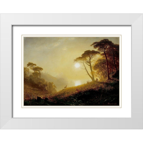 Scene in Yosemite Valley White Modern Wood Framed Art Print with Double Matting by Bierstadt, Albert