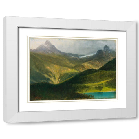 Mountain landscape White Modern Wood Framed Art Print with Double Matting by Bierstadt, Albert
