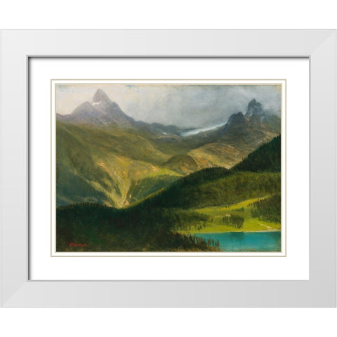 Mountain landscape White Modern Wood Framed Art Print with Double Matting by Bierstadt, Albert