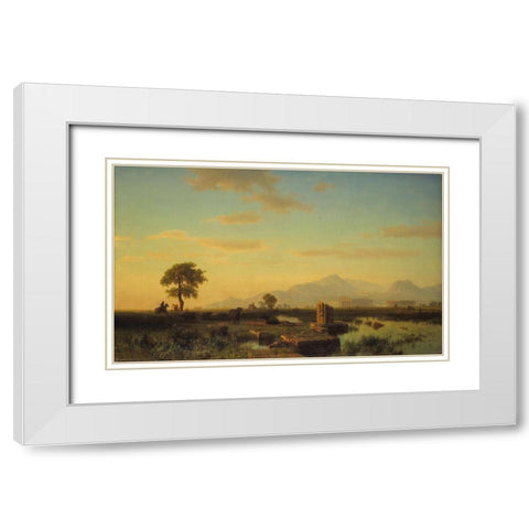 Ruins of Paestum White Modern Wood Framed Art Print with Double Matting by Bierstadt, Albert