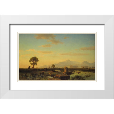 Ruins of Paestum White Modern Wood Framed Art Print with Double Matting by Bierstadt, Albert