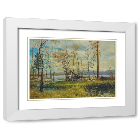 Lake Tahoe White Modern Wood Framed Art Print with Double Matting by Bierstadt, Albert