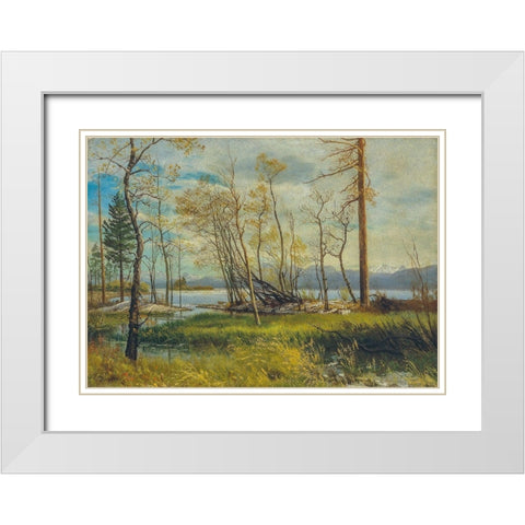 Lake Tahoe White Modern Wood Framed Art Print with Double Matting by Bierstadt, Albert
