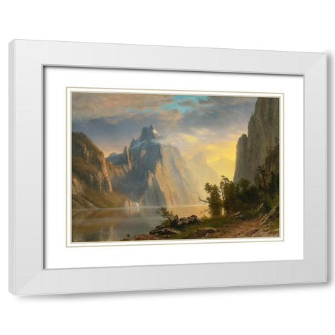 Lake in the Sierra Nevada White Modern Wood Framed Art Print with Double Matting by Bierstadt, Albert