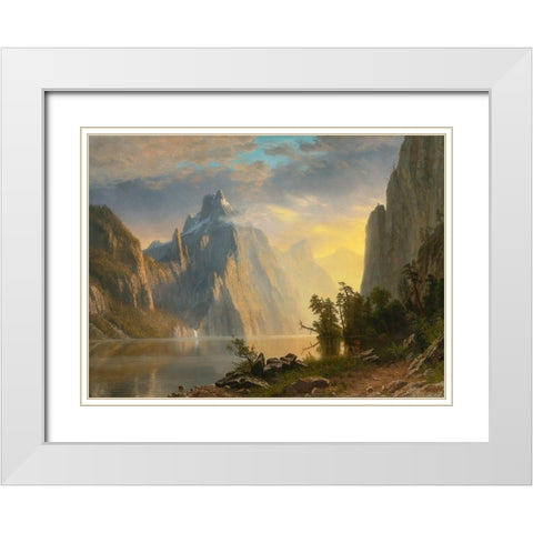 Lake in the Sierra Nevada White Modern Wood Framed Art Print with Double Matting by Bierstadt, Albert