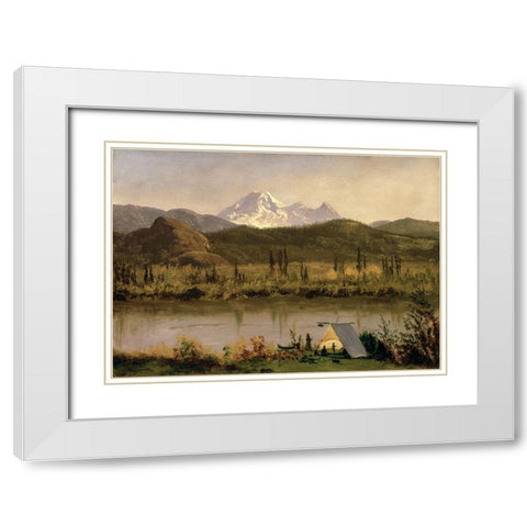 Mount Baker, Washington, from the Frazier River White Modern Wood Framed Art Print with Double Matting by Bierstadt, Albert