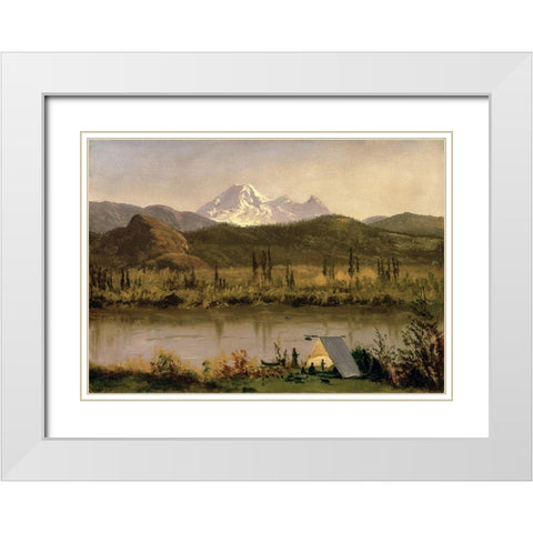 Mount Baker, Washington, from the Frazier River White Modern Wood Framed Art Print with Double Matting by Bierstadt, Albert