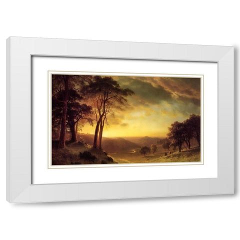 Sacramento River Valley White Modern Wood Framed Art Print with Double Matting by Bierstadt, Albert