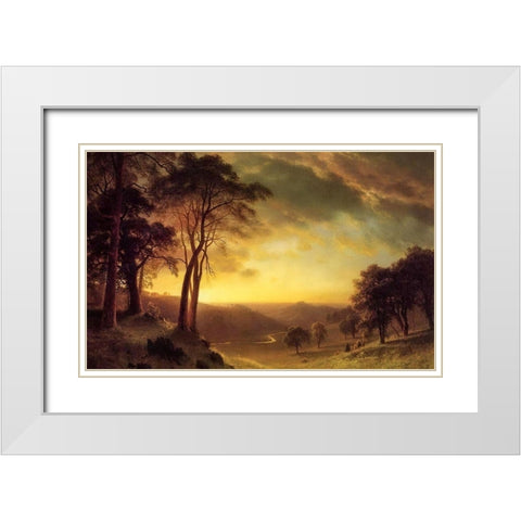 Sacramento River Valley White Modern Wood Framed Art Print with Double Matting by Bierstadt, Albert
