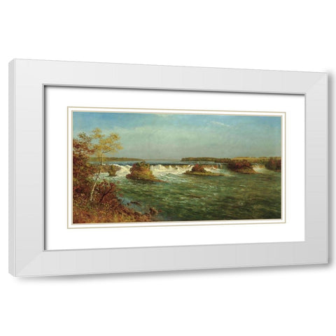 The Falls of Saint Anthony White Modern Wood Framed Art Print with Double Matting by Bierstadt, Albert