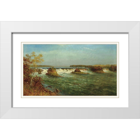 The Falls of Saint Anthony White Modern Wood Framed Art Print with Double Matting by Bierstadt, Albert