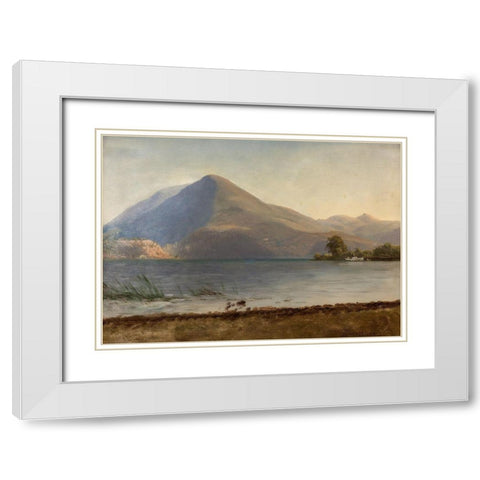 On the Hudson White Modern Wood Framed Art Print with Double Matting by Bierstadt, Albert