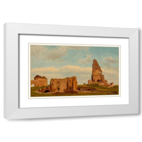 Ruins-Campagna of Rome White Modern Wood Framed Art Print with Double Matting by Bierstadt, Albert