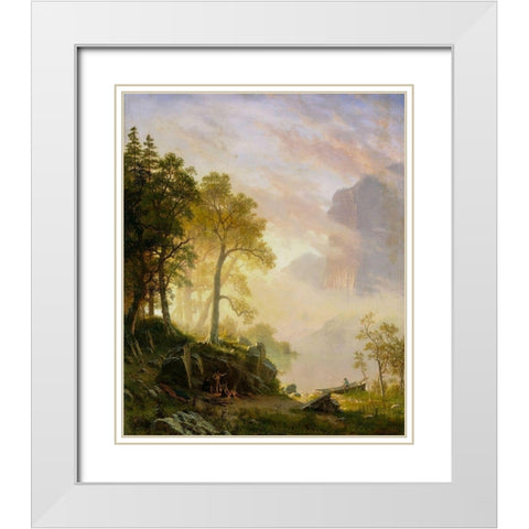 The Merced River in Yosemite White Modern Wood Framed Art Print with Double Matting by Bierstadt, Albert