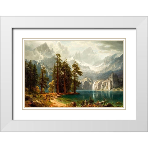 Sierra Nevada White Modern Wood Framed Art Print with Double Matting by Bierstadt, Albert