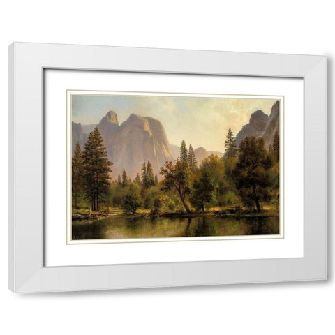 Cathedral Rocks, Yosemite Valley White Modern Wood Framed Art Print with Double Matting by Bierstadt, Albert