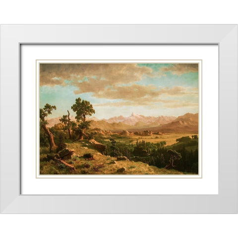 Wind River Country White Modern Wood Framed Art Print with Double Matting by Bierstadt, Albert