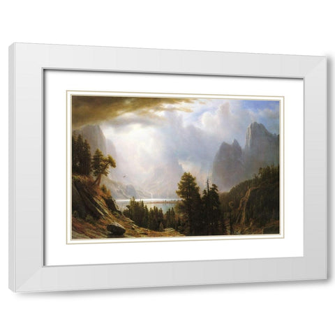 King Lake, California White Modern Wood Framed Art Print with Double Matting by Bierstadt, Albert