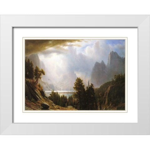 King Lake, California White Modern Wood Framed Art Print with Double Matting by Bierstadt, Albert