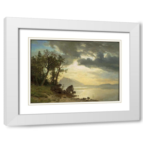 Lake Tahoe, California White Modern Wood Framed Art Print with Double Matting by Bierstadt, Albert