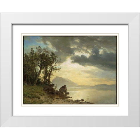 Lake Tahoe, California White Modern Wood Framed Art Print with Double Matting by Bierstadt, Albert
