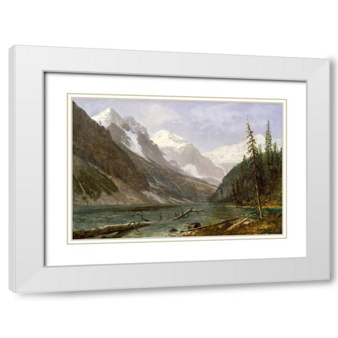 Canadian Rockies (Lake Louise) White Modern Wood Framed Art Print with Double Matting by Bierstadt, Albert