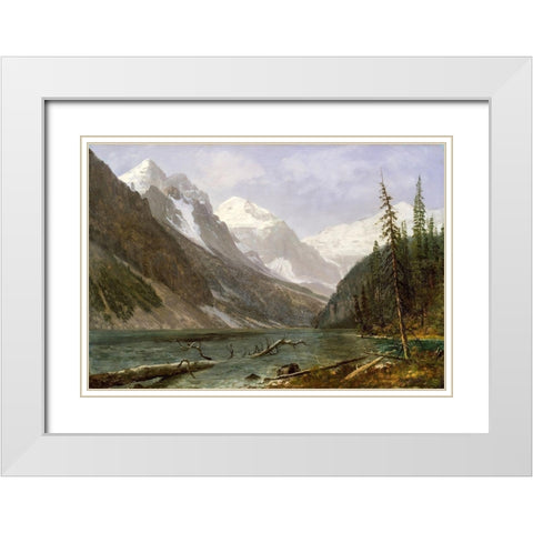 Canadian Rockies (Lake Louise) White Modern Wood Framed Art Print with Double Matting by Bierstadt, Albert