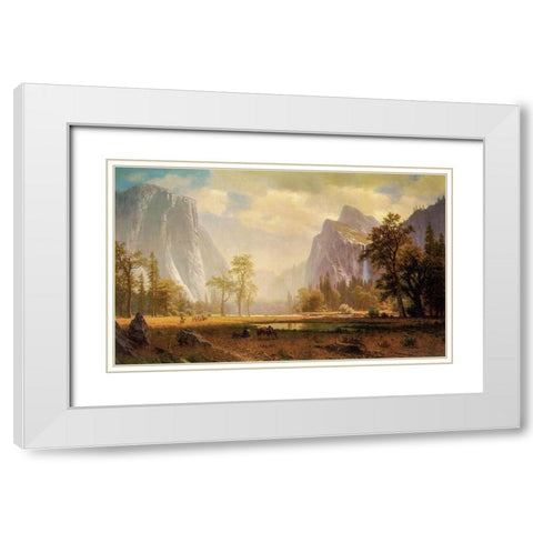 Looking Up the Yosemite Valley White Modern Wood Framed Art Print with Double Matting by Bierstadt, Albert
