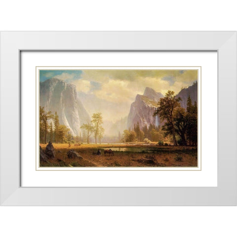 Looking Up the Yosemite Valley White Modern Wood Framed Art Print with Double Matting by Bierstadt, Albert