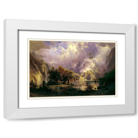 Rocky Mountain Landscape White Modern Wood Framed Art Print with Double Matting by Bierstadt, Albert