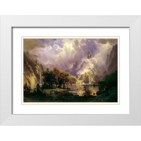 Rocky Mountain Landscape White Modern Wood Framed Art Print with Double Matting by Bierstadt, Albert
