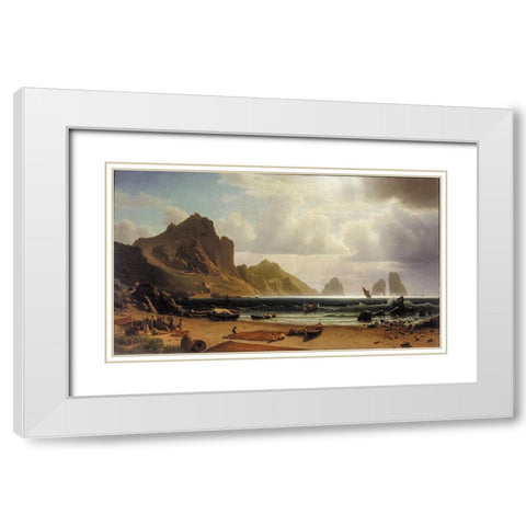 The Marina Piccola, Capri White Modern Wood Framed Art Print with Double Matting by Bierstadt, Albert