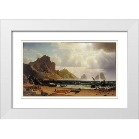 The Marina Piccola, Capri White Modern Wood Framed Art Print with Double Matting by Bierstadt, Albert