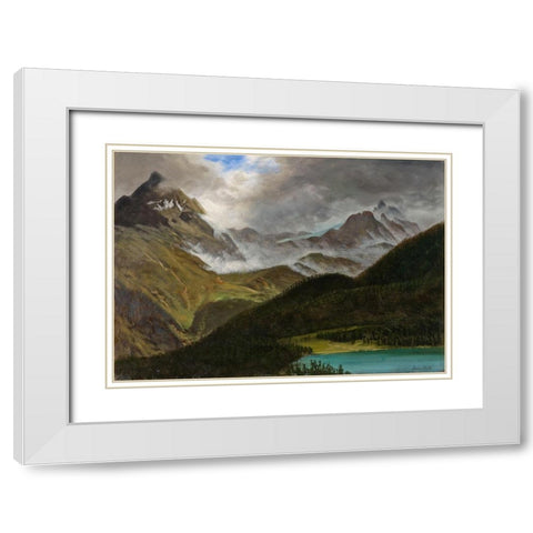 Landscape White Modern Wood Framed Art Print with Double Matting by Bierstadt, Albert