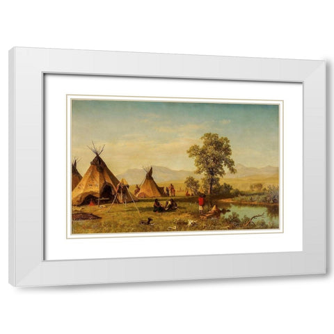 Sioux Village near Fort Laramie White Modern Wood Framed Art Print with Double Matting by Bierstadt, Albert