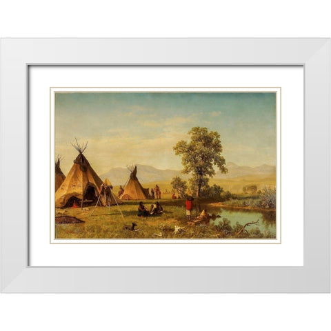 Sioux Village near Fort Laramie White Modern Wood Framed Art Print with Double Matting by Bierstadt, Albert