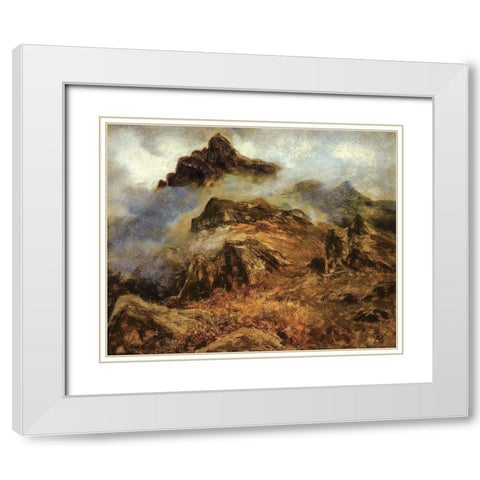Study of Rocky Mountains White Modern Wood Framed Art Print with Double Matting by Bierstadt, Albert