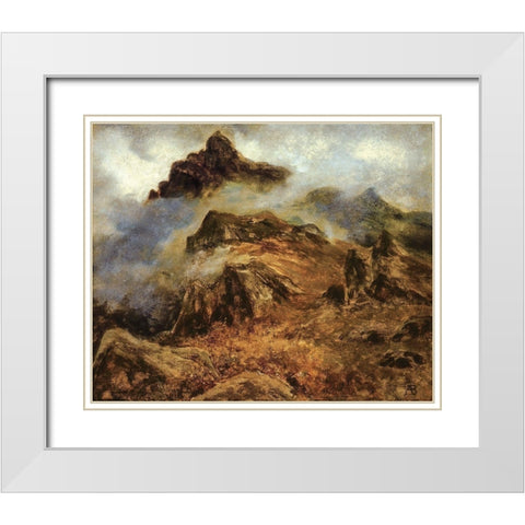 Study of Rocky Mountains White Modern Wood Framed Art Print with Double Matting by Bierstadt, Albert