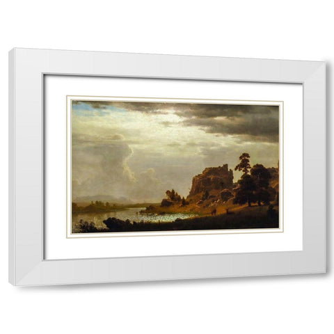 On the Sweetwater near the Devils Gate White Modern Wood Framed Art Print with Double Matting by Bierstadt, Albert
