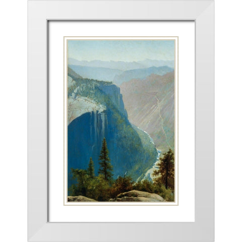 Yosemite Valley White Modern Wood Framed Art Print with Double Matting by Bierstadt, Albert