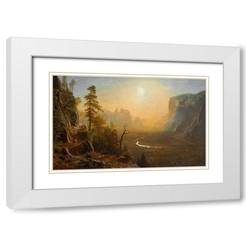 Yosemite Valley Glacier Point Trail White Modern Wood Framed Art Print with Double Matting by Bierstadt, Albert