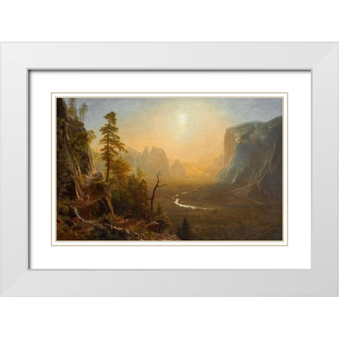 Yosemite Valley Glacier Point Trail White Modern Wood Framed Art Print with Double Matting by Bierstadt, Albert