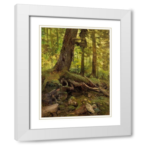 Hunter in the White Mountains Near Glen House White Modern Wood Framed Art Print with Double Matting by Bierstadt, Albert