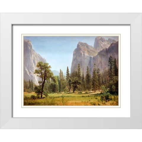 Bridal Veil Falls, Yosemite Valley, California White Modern Wood Framed Art Print with Double Matting by Bierstadt, Albert