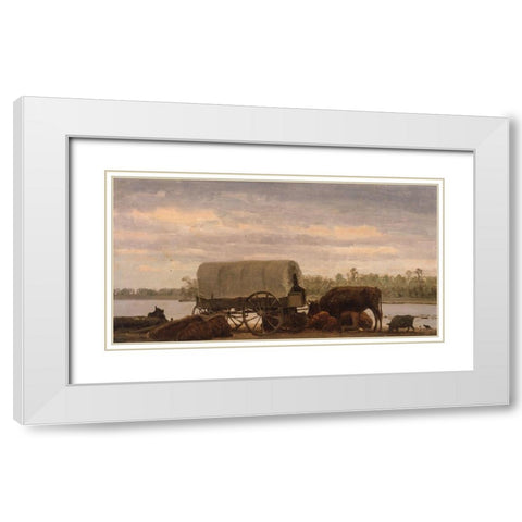 Nooning on the Platte White Modern Wood Framed Art Print with Double Matting by Bierstadt, Albert